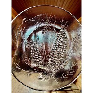 Lot of 2 Duralex France Glass Embossed Wheat/Corn Salad Dessert Plate 7.5"" #t